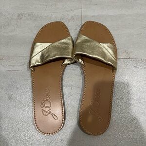 J. Crew Metallic Gold Slide Sandals